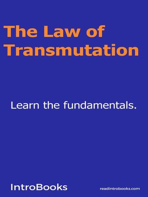 cover image of The Law of Transmutation